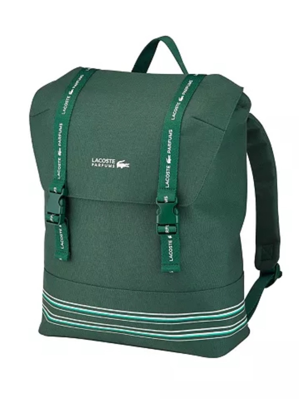 Authentic Lacoste Parfums Dark Green Canvas Flap Backpack
